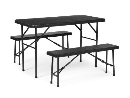 Cateringový set - stůl 120 cm 2 lavice černý