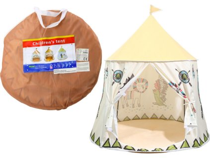 Indický stan teepee pro děti, béžový, 125 cm