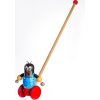 Dřevěné Strkadlo Krtek na kolečkách tlačící s tyčkou