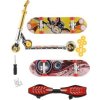 Sada skateboard šroubovací, koloběžka prstová, waveboard s doplňky - mix druhů