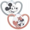 Nuk Uklidňující silikonový dudlík Space Minnie, Mickey 6-18m, 2ks šedá/růžová