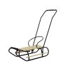 Metal Sled with push bar Backrest Strap Black