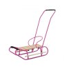 Metal Sled with Push Bar Backrest Strap Pink