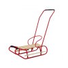 Metal Sled with Push Bar Backrest Strap Red