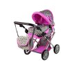 2-in-1 Stroller with Bag Grey Pink Stars