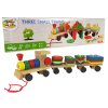 Wooden Train Locomotive. 2 Detachable Wagons