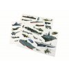 A set of educational magnetic puzzles with a military ship motif