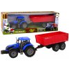 Traktor s přívěsem modro-červený