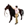 Sada hnědý kůň s jezdcem a doplňky