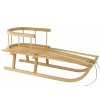 Wooden sled with a backrest and a string of sleds
