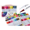 Set of 120 colored marker pens in an organizer