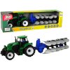 Traktor s pluhem zeleno-modrý