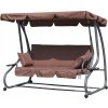 Zahradní houpačka, rozkládací 2v1 s matrací a polštáři hnědá