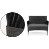 Zahradní set stůl 2x křeslo lavice technorattan černá/šedá