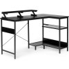 Biurko narożne komputerowe stół 3 półki czarne