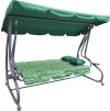 Rodzinna Huśtawka ogrodowa z Daszkiem Zielony wzór + Tekstylina 2x1 + Regulowane siedzisko + Materac + 2 Podstawki na napoje