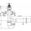 Alcadrain A820 DN50 trubkový drezový sifón s dvomi prípojkami rozmery