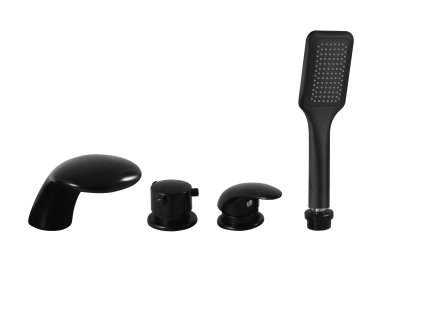 DUNAJ - Vanová baterie 4-otvorová, vodopád, Černá - matná D471.0PCMAT, RAV Slezák