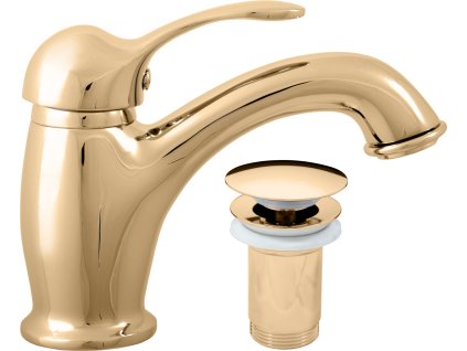 LABE - Umyvadlová baterie s výpustí, Zlatá - lesklá L027.0KZ, RAV Slezák