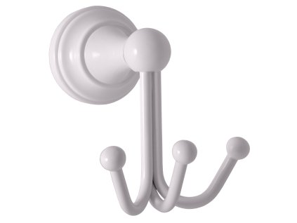 MORAVA RETRO - Koupelnový doplněk Věšáček trojitý, Bílá - lesklá MKA0105B, RAV Slezák