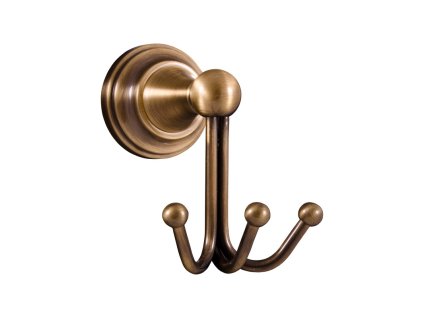 MORAVA RETRO - Koupelnový doplněk Věšáček trojitý, Stará mosaz (Bronz) MKA0105SM, RAV Slezák