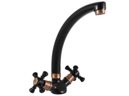 MORAVA RETRO - Umyvadlová/dřezová baterie bez výpusti, Černá matná/Stará mosaz (Bronz) MK320.0/3CMATSM, RAV Slezák