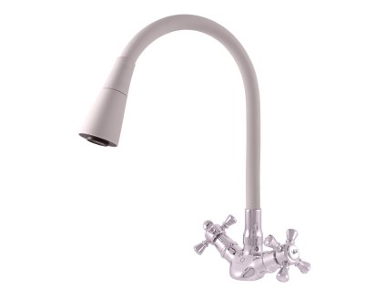 MORAVA RETRO - Umyvadlová/dřezová baterie s flexibilním ramínkem bez výpusti, Chrom/Šedá MK320.0/13S, RAV Slezák