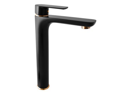 VLTAVA - Umyvadlová vysoká baterie bez výpusti, Černá matná/Zlatá VT430.0CMATZ, RAV Slezák