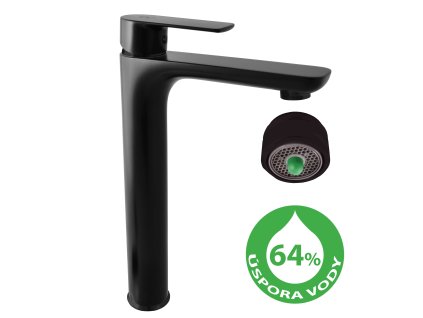 VLTAVA ECO - Umyvadlová vysoká baterie bez výpusti, Černá - matná VTE430.0CMAT, RAV Slezák