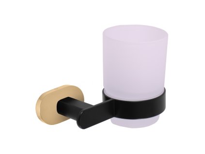 YUKON - Koupelnový doplněk Držák kartáčků skleněný, Černá matná/Zlatá YUA0201CMATZ, RAV Slezák