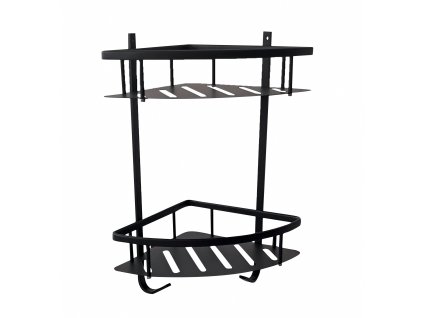 YUKON - Koupelnový doplněk Polička rohová, dvojitá, Černá - matná YUA0800CMAT, RAV Slezák