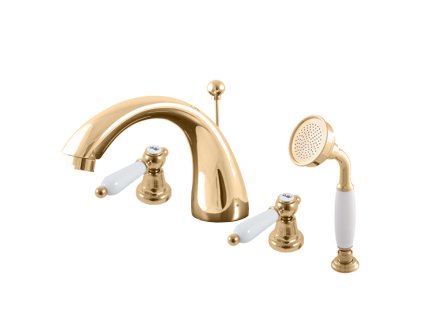 MORAVA RETRO - Vanová baterie 4-otvorová, Zlatá lesklá MK569.0SZ, RAV Slezák
