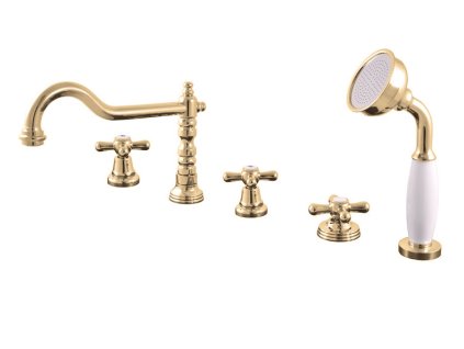 MORAVA RETRO - Vanová baterie 5-otvorová, Zlatá lesklá MK164.0PZ, RAV Slezák