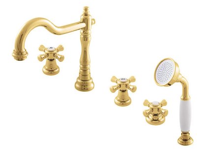 MORAVA RETRO - Vanová baterie 5-otvorová, Zlatá lesklá MK364.0PZ, RAV Slezák