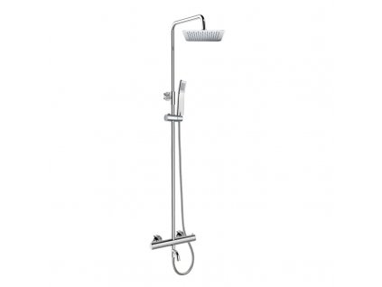 22217 6 termostaticka nastenna vanova baterie s hadici rucni a talirovou hranatou sprchou slim 200x200mm