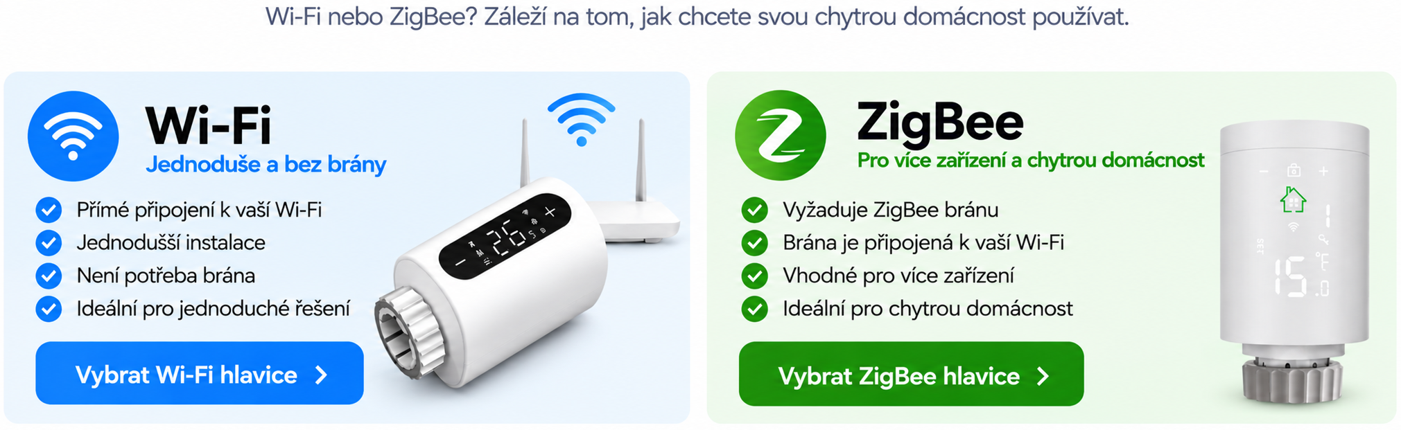 Jakou hlavici zvolit – WiFi nebo Zigbee