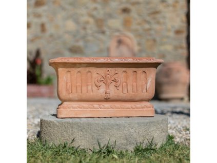 Casetta scanalata con Giglio Terracotta Impruneta