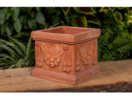 Cassetta Quadrato con Festoni Piccolo Terracotta Impruneta