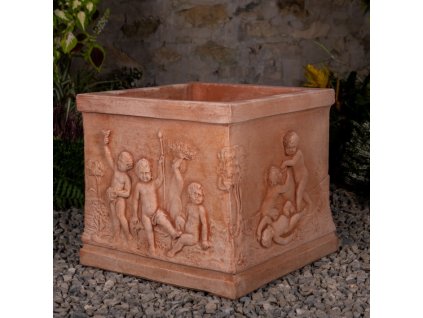 Quadrato Cassetta Putti Terracotta Impruneta