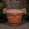 Vaso Ornato con Teste Ariete Terracotta Impruneta