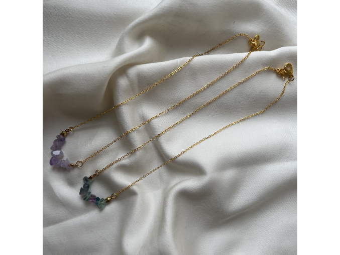 Gold necklace with minerals