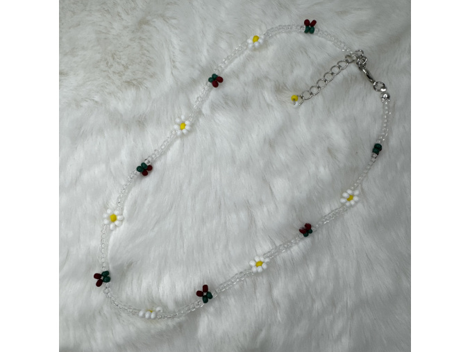 Clear flower cherry necklace