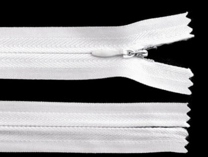 SKRYTÝ spirálový zip BÍLÝ - 20 cm