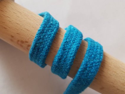 Plochá bavlněná šňůra 10mm - tyrkys