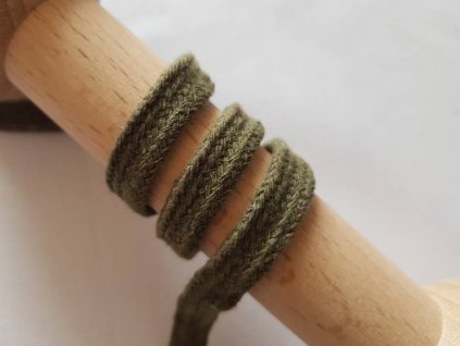 Plochá bavlněná šňůra 10mm - khaki
