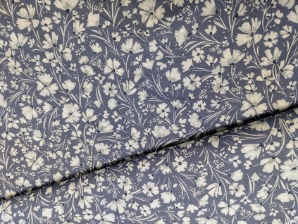 Plátno - květiny na šedomodré