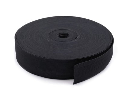 Guma plochá pletená 1 cm - černá