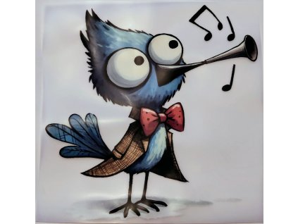 Barevná nažehlovačka - ptáček si notuje