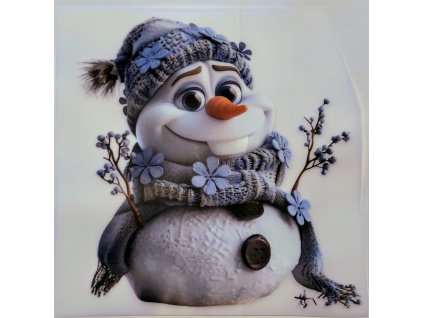 Barevná nažehlovačka - sněhulák se šálou