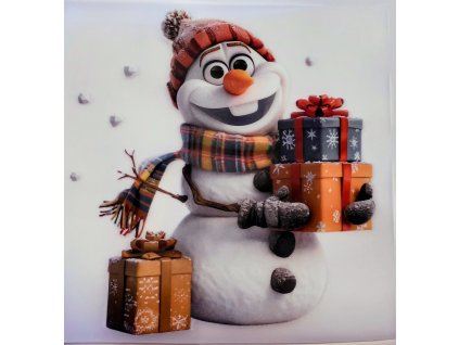 Barevná nažehlovačka - sněhulák s dárečky
